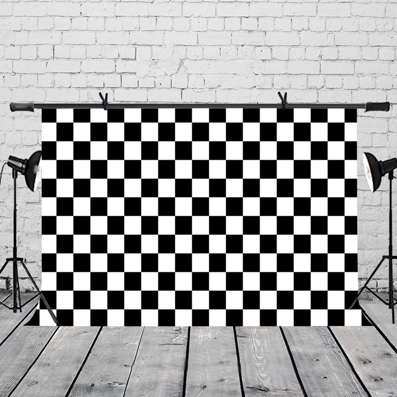 LYLYCTY Checkered Backdrop Cars Race Car Photo Backdrop for Birthday Party Decortaions Black and White Background for Photography 7x5ft - Image 1